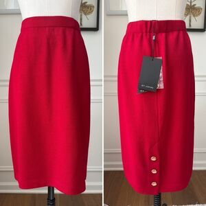 NWT St John Santana Knit Ruby Red Pencil Skirt $550 14